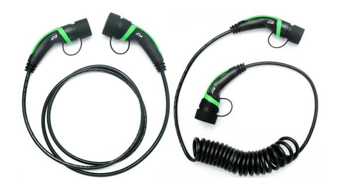 Hi-Vis Coiled Type 2 to Type 2 EV Charging Cable, 5 Metre